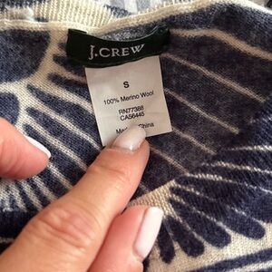 J. Crew Navy and Cream Patterned Knit
